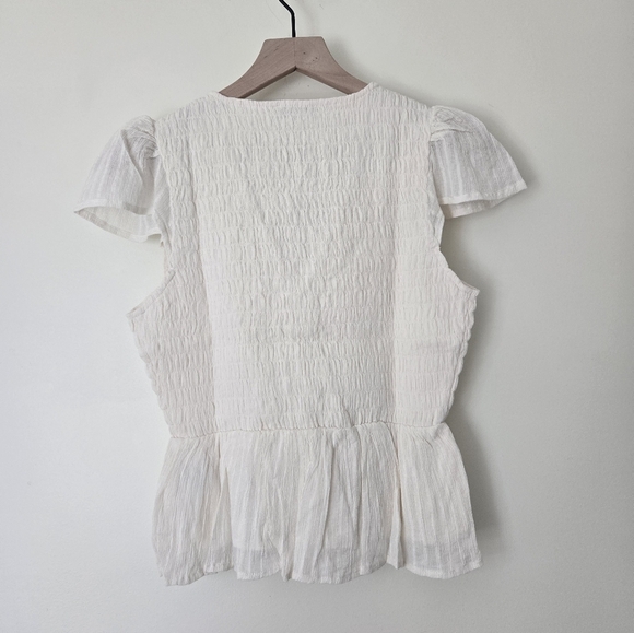 NWT American Eagle Smocked V Neck Babydoll Peplum Blouse Top Small - Picture 3 of 7